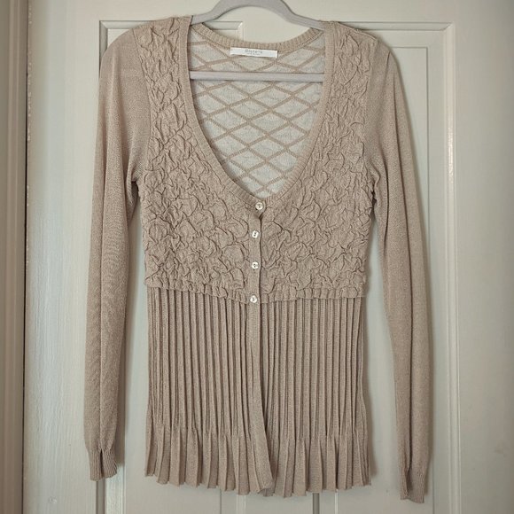 Siste's MADE IN ITALY Diamond Texture Cardigan w/Knife Pleats, Size M - Picture 1 of 10